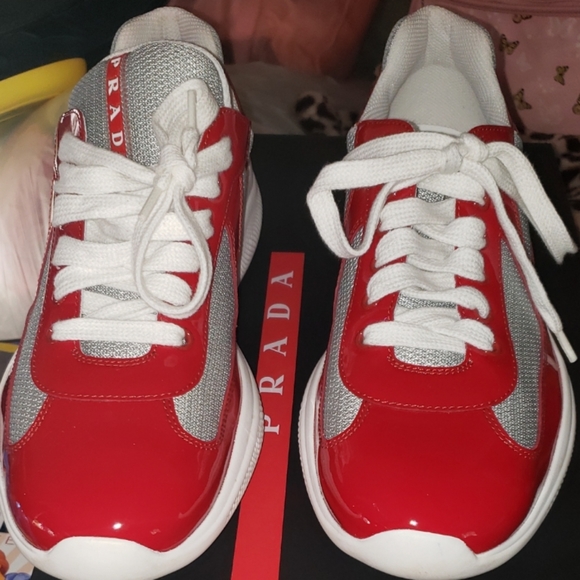 Prada Casual men red and Silver sneakers size 9.5 - Picture 3 of 16